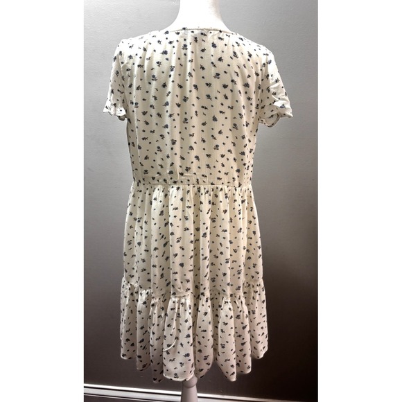 American Eagle Outfitters White Blue Floral Baby Doll Dress Fit Flare Size Small - Picture 3 of 16